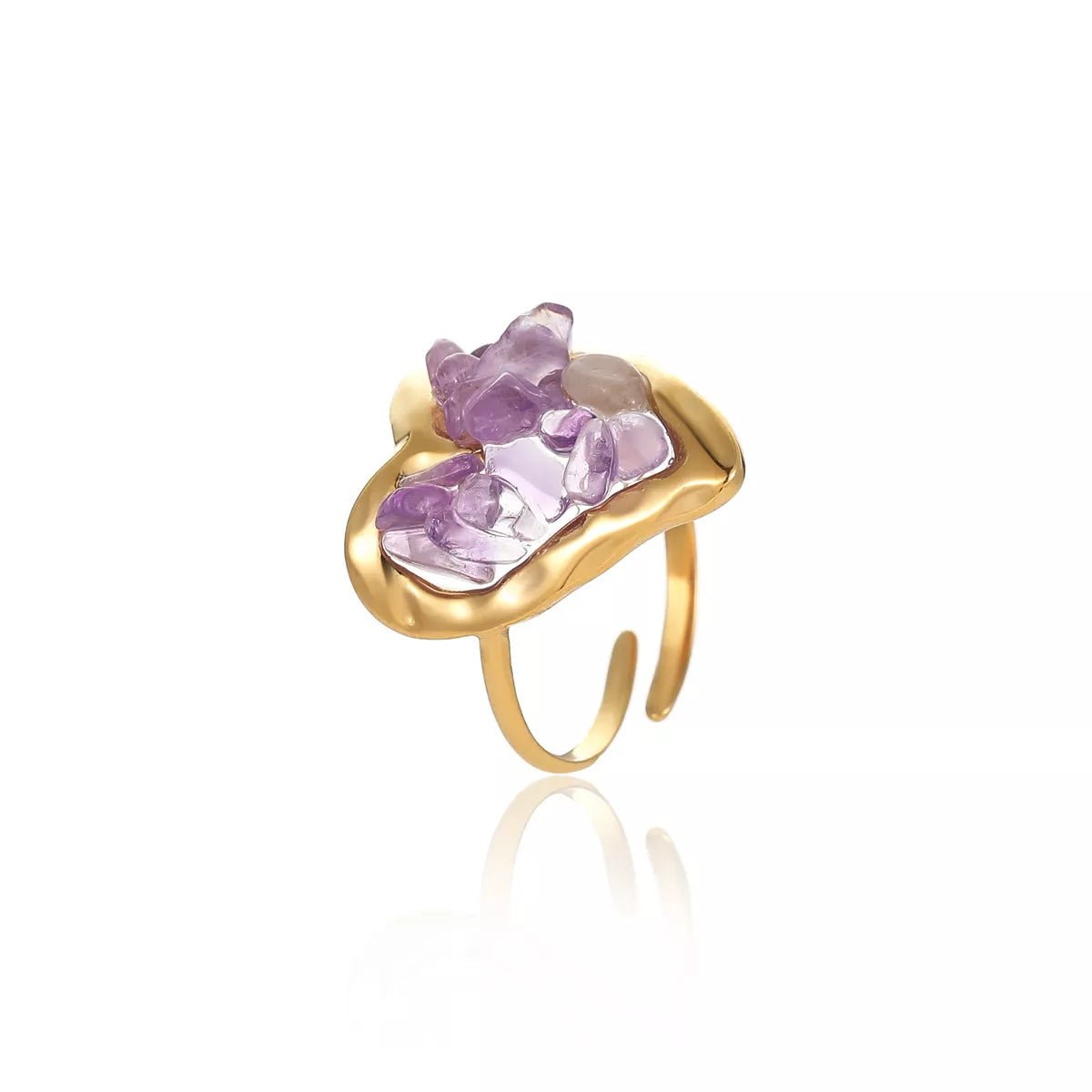 18K Gold - Plated Heart - Shaped Ring - MYSTIQOR