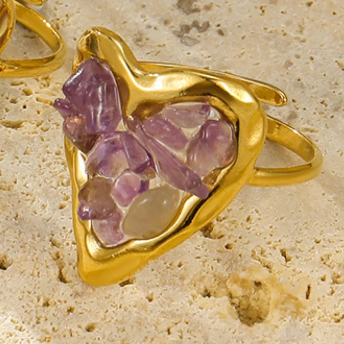 18K Gold - Plated Heart - Shaped Ring - MYSTIQOR