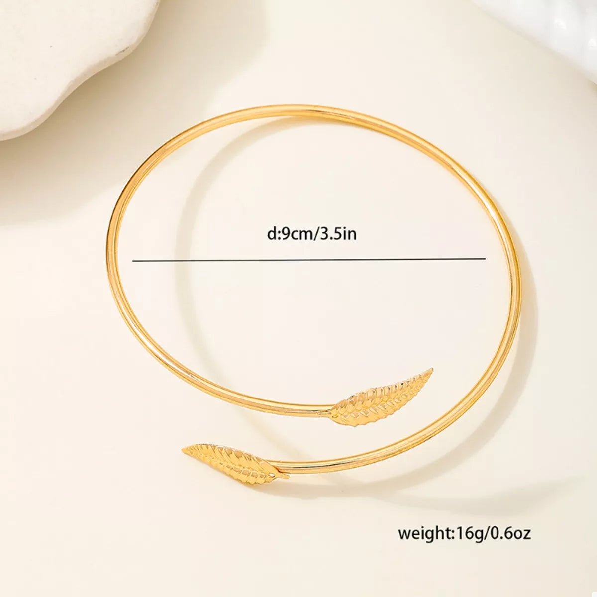 18K Gold - Plated Leaf Open Cuff Bracelet - MYSTIQOR
