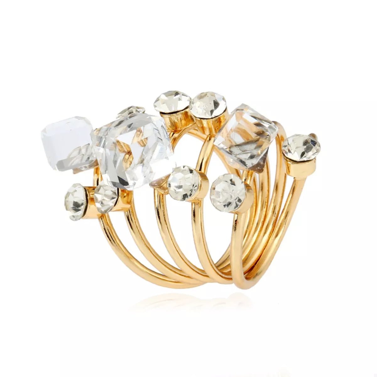 18K Gold - Plated Multi - Layered Ring - MYSTIQOR