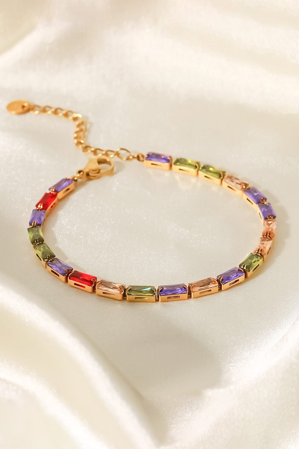 18K Gold Plated Multicolored Cubic Zirconia Bracelet - MYSTIQOR