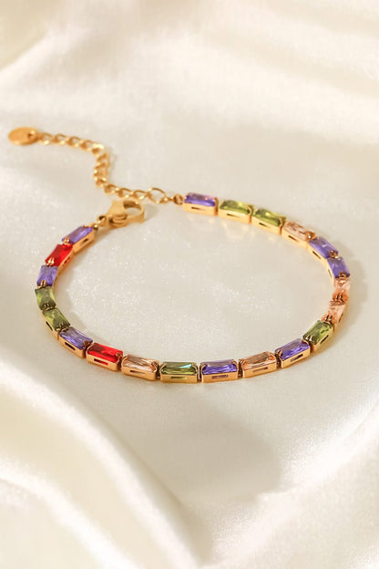 18K Gold Plated Multicolored Cubic Zirconia Bracelet - MYSTIQOR