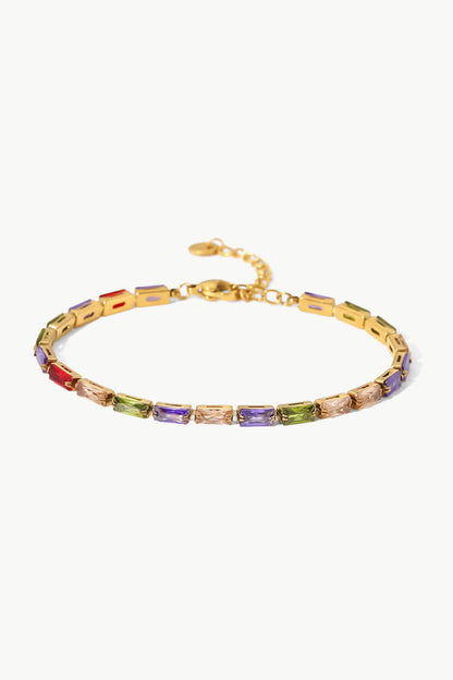 18K Gold Plated Multicolored Cubic Zirconia Bracelet - MYSTIQOR
