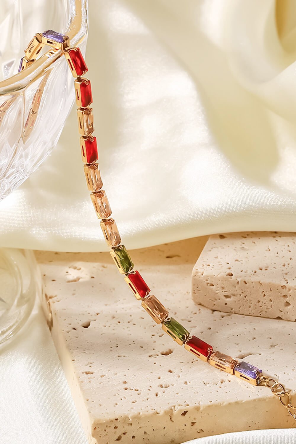 18K Gold Plated Multicolored Cubic Zirconia Bracelet - MYSTIQOR