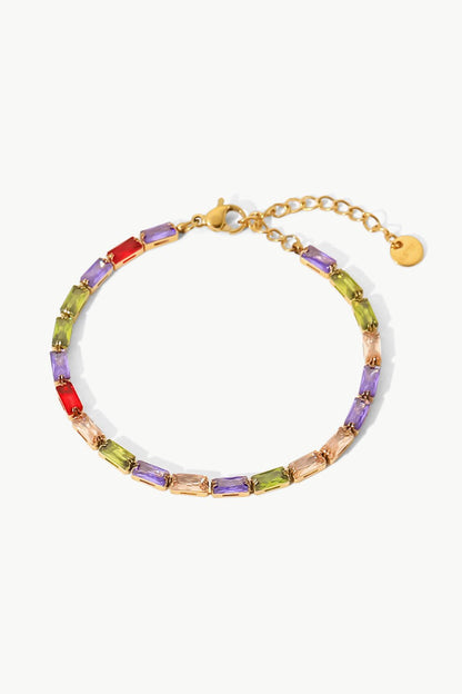 18K Gold Plated Multicolored Cubic Zirconia Bracelet - MYSTIQOR