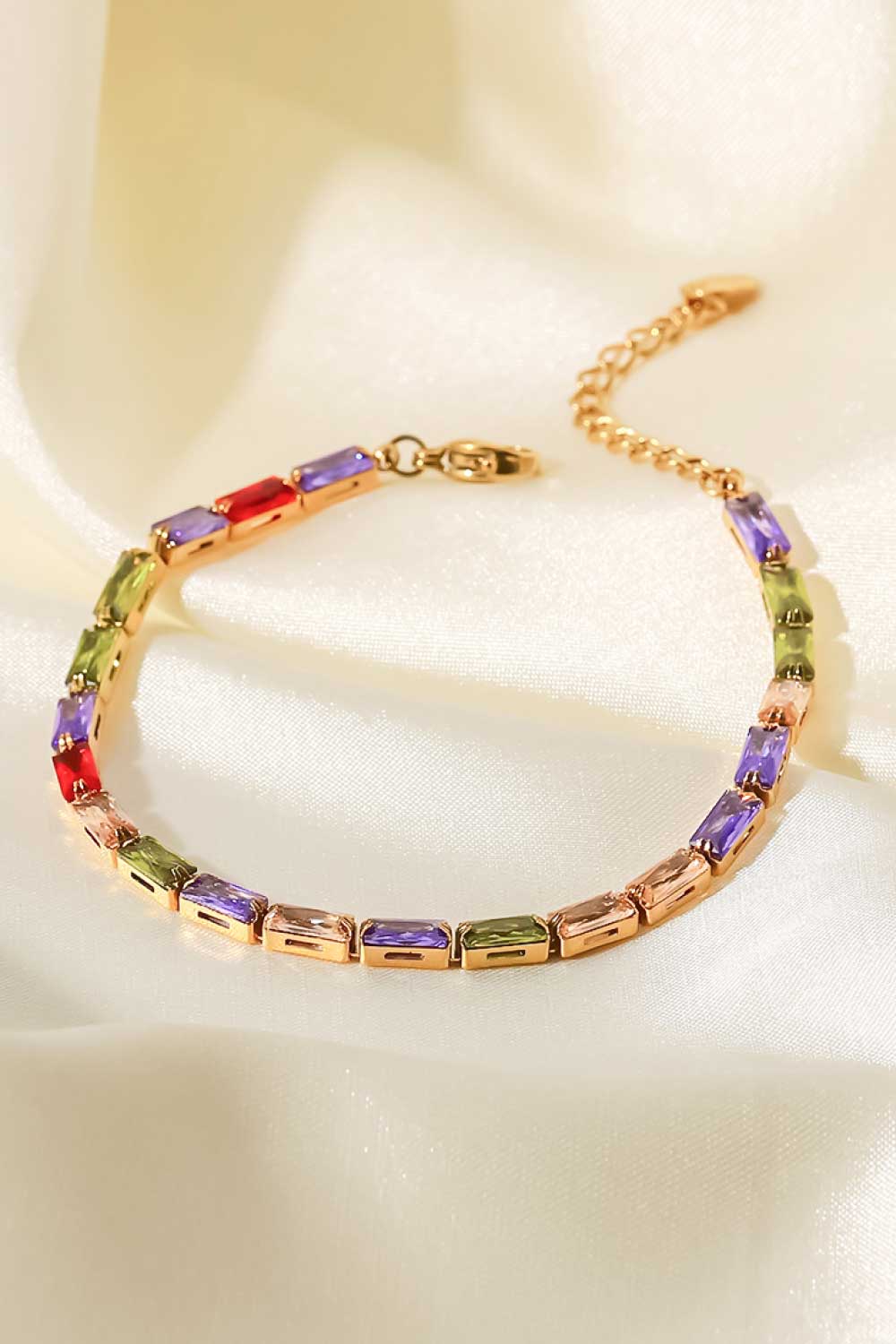 18K Gold Plated Multicolored Cubic Zirconia Bracelet - MYSTIQOR