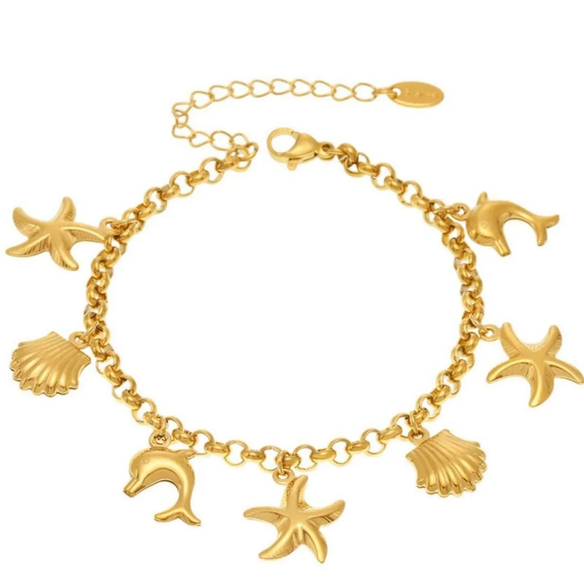 18K Gold - Plated Sea Shell Charm Bracelet - MYSTIQOR