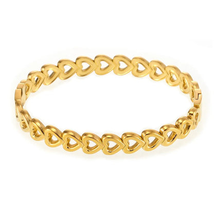 18K Gold - Plated Stainless Steel Heart Bracelet - MYSTIQOR
