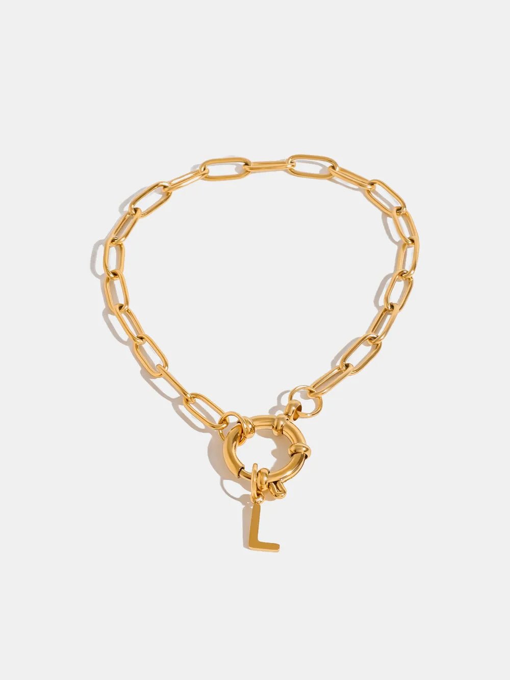 18K Gold - Plated Stainless Steel Letter L Bracelet - MYSTIQOR