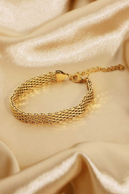 18K Gold - Plated Wide Chain Bracelet - MYSTIQOR
