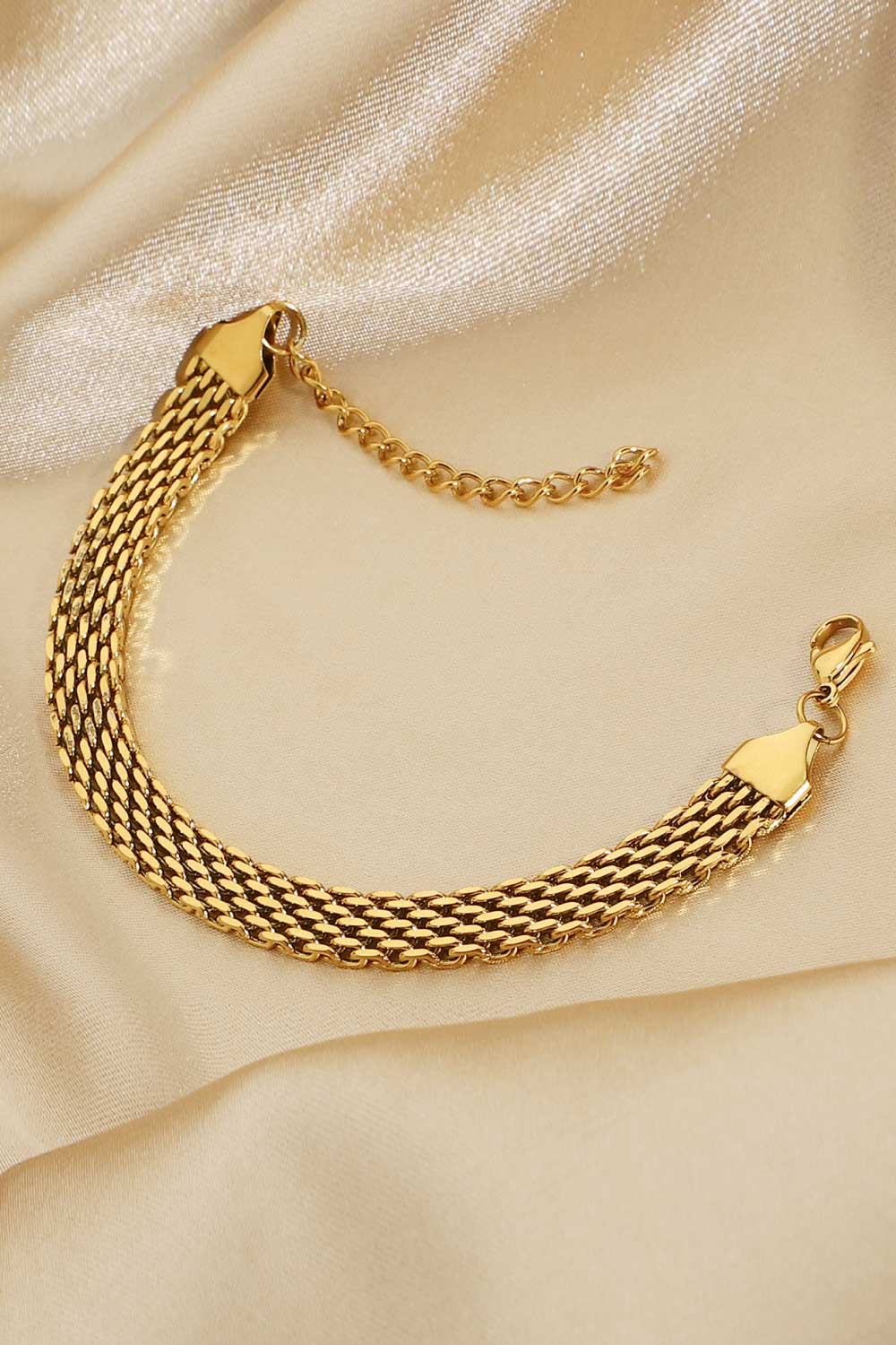 18K Gold - Plated Wide Chain Bracelet - MYSTIQOR