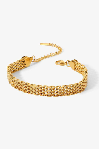 18K Gold - Plated Wide Chain Bracelet - MYSTIQOR