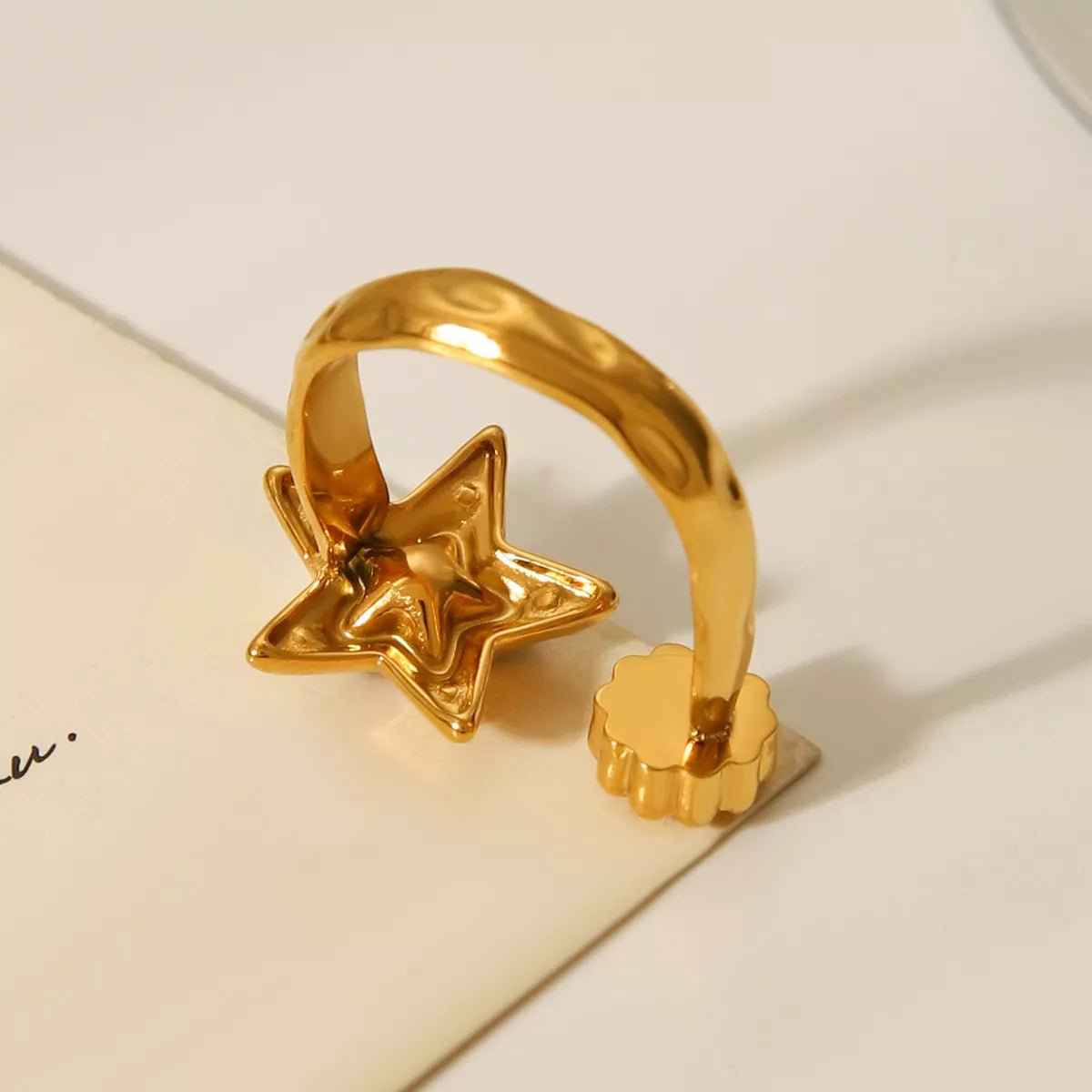 18K Gold - Plated Zircon Star Open Ring - MYSTIQOR