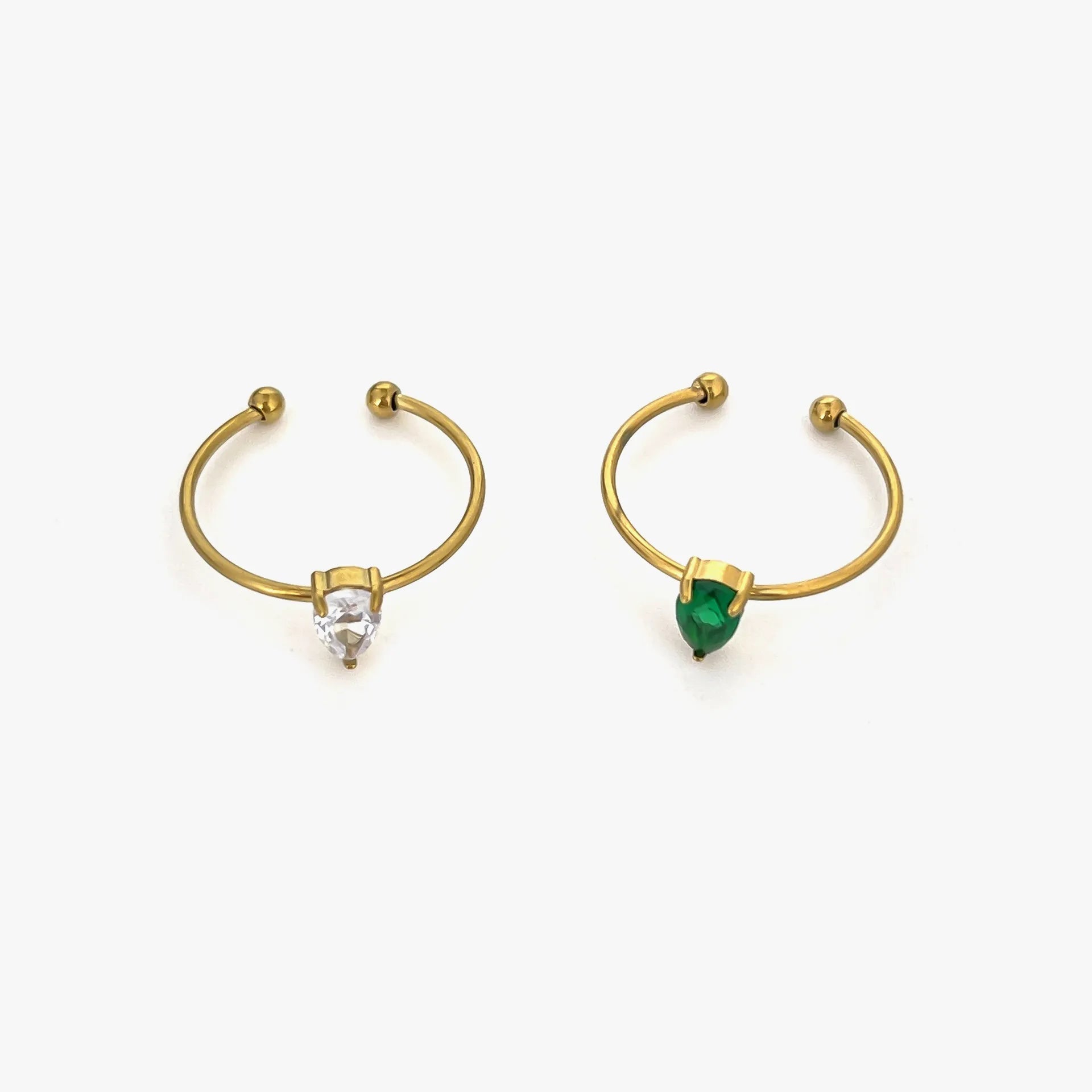 2 - Piece 18K Gold - Plated Inlaid Zircon Open Ring - MYSTIQOR