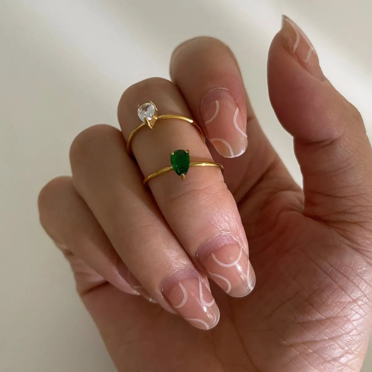 2 - Piece 18K Gold - Plated Inlaid Zircon Open Ring - MYSTIQOR