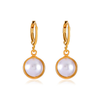 Round Fashionable Temperamental All-match Pearl Simplicity Earrings