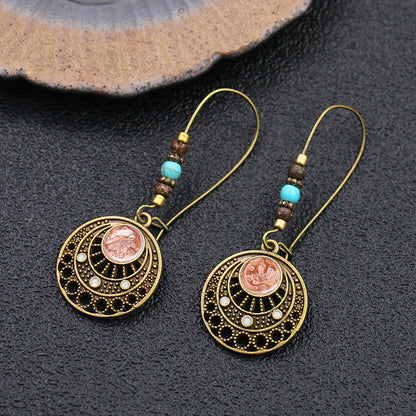 Vintage Bohemian Hollow Beaded Round Earrings