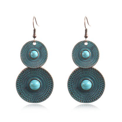 Vintage Double Layer Round Earrings