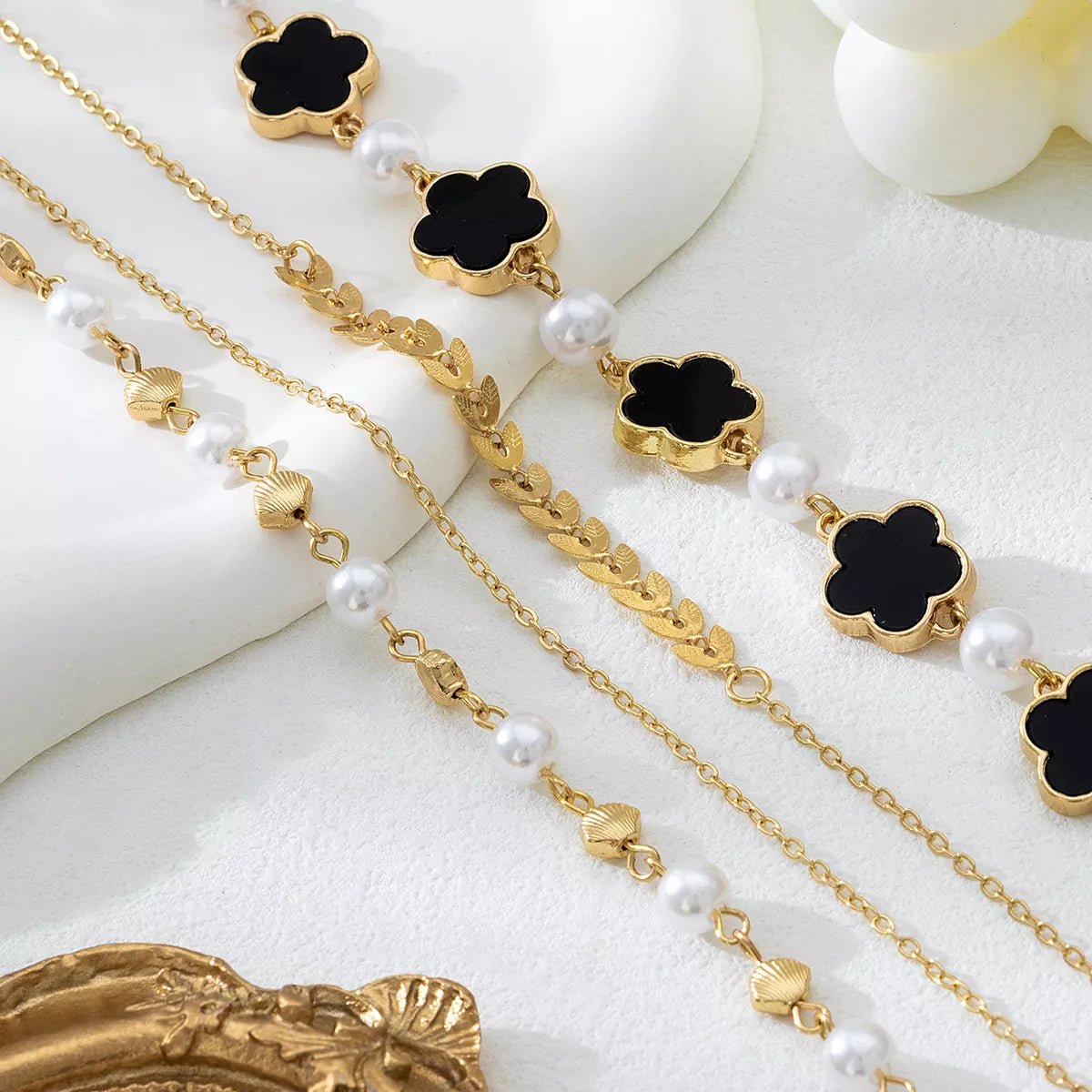 4 - Piece 18K Gold - Plated Alloy Resin Bracelet - MYSTIQOR