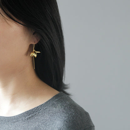 Gold Silver Earring Fashion Jewelry Elegant Magnolia Flower Dangle Earrings For Women Gifts