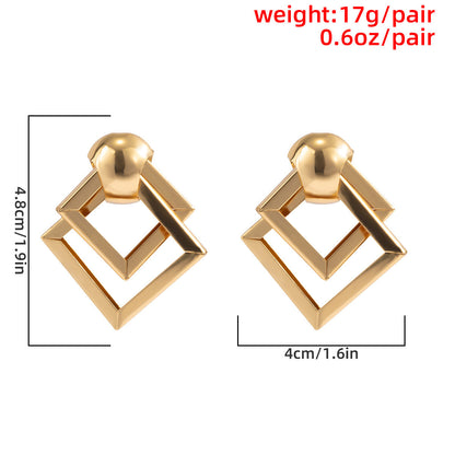 Exaggerated Geometric Hollow Metal Earrings