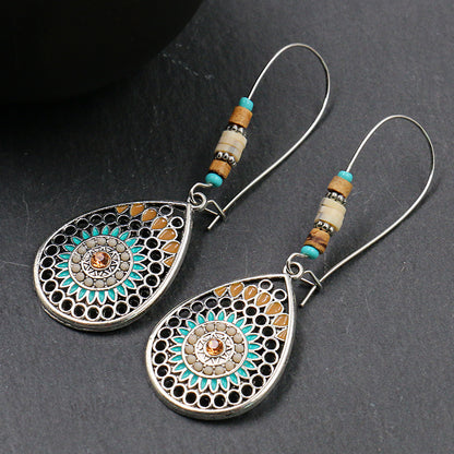Women's Hollow Drop-shaped Alloy Enamel Earrings