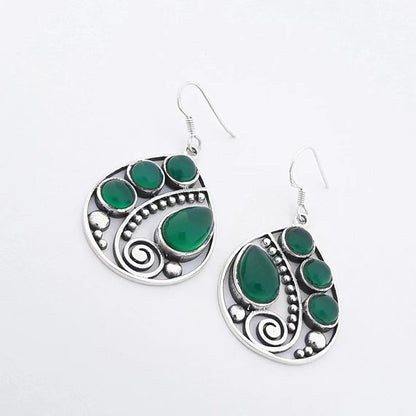 Artistic Retro Bohemian Drop-shaped Emerald Earrings