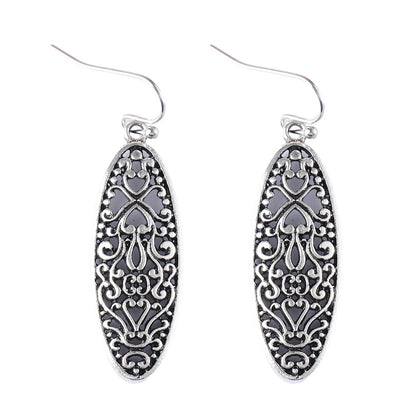 Retro Ethnic Geometric Hollow Carved Earrings