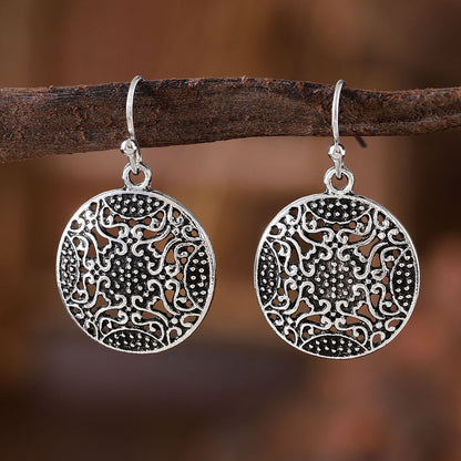Retro Ethnic Geometric Hollow Carved Earrings