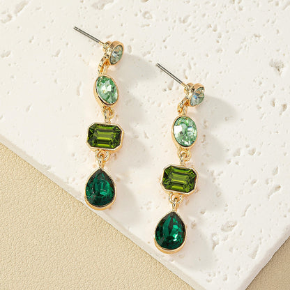 European And American Metal Color Rhinestone Ear Studs Women