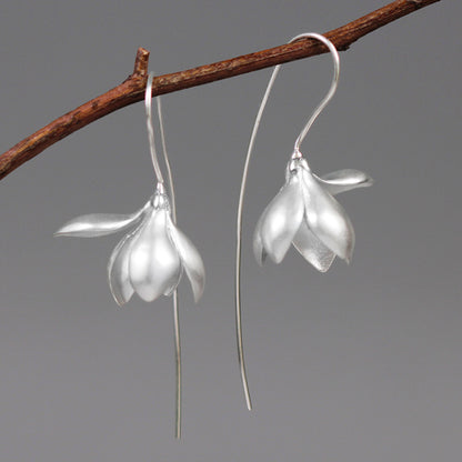 Gold Silver Earring Fashion Jewelry Elegant Magnolia Flower Dangle Earrings For Women Gifts