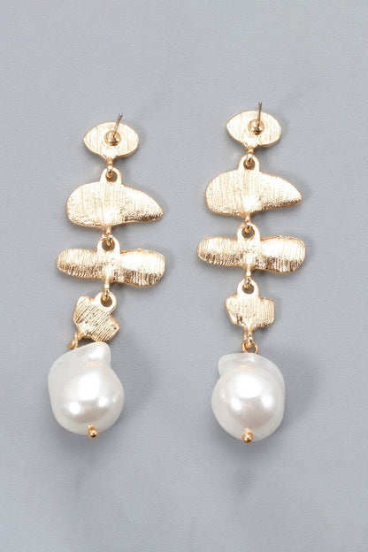 Abnormal Shape Zinc Alloy Synthetic Pearl Dangle Earrings - MYSTIQOR