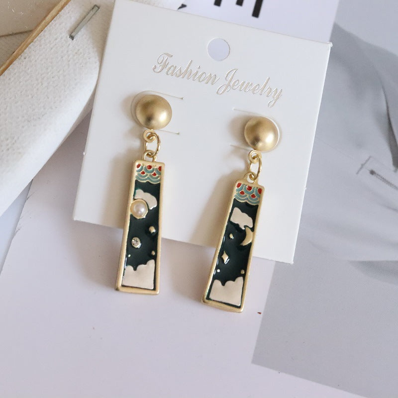 Ladies' National Style Dripping Oil Retro Stud Earrings