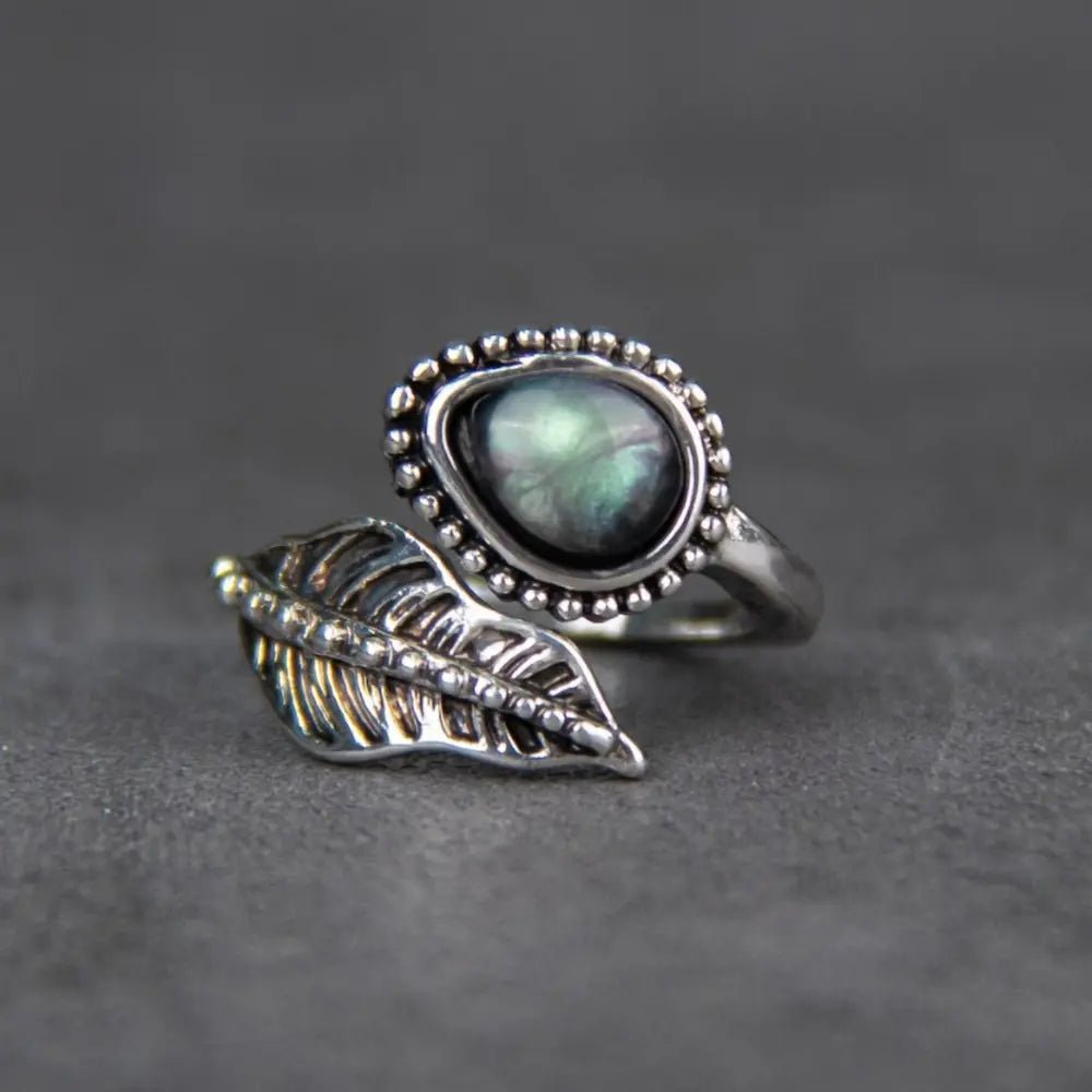 Alloy Moonstone Leaf Bypass Ring - MYSTIQOR