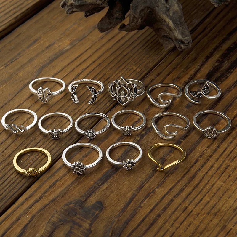 Alloy Multi Shapes 15 - Piece Ring Set - MYSTIQOR