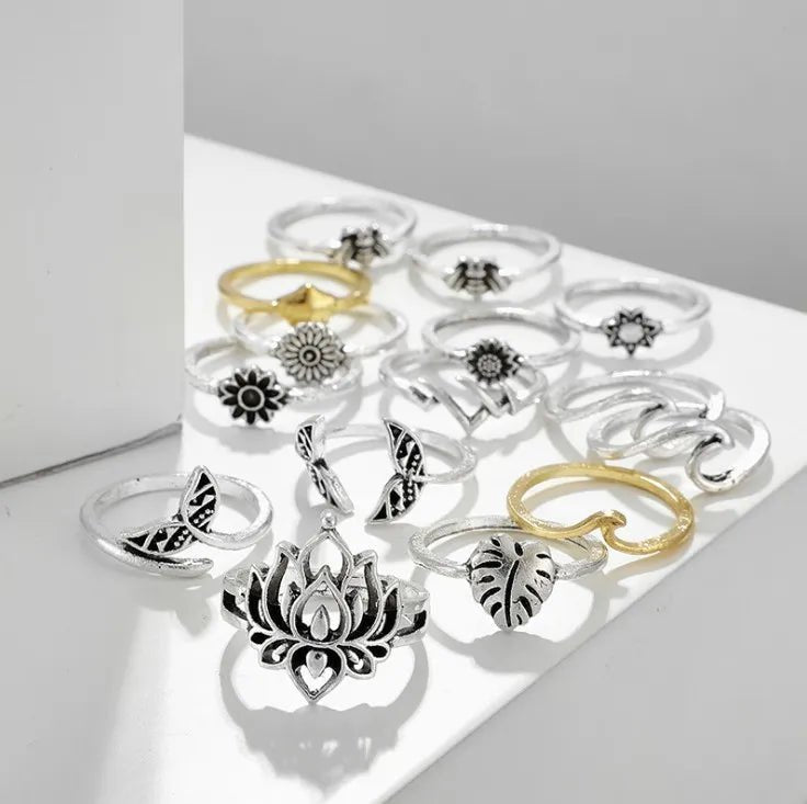 Alloy Multi Shapes 15 - Piece Ring Set - MYSTIQOR