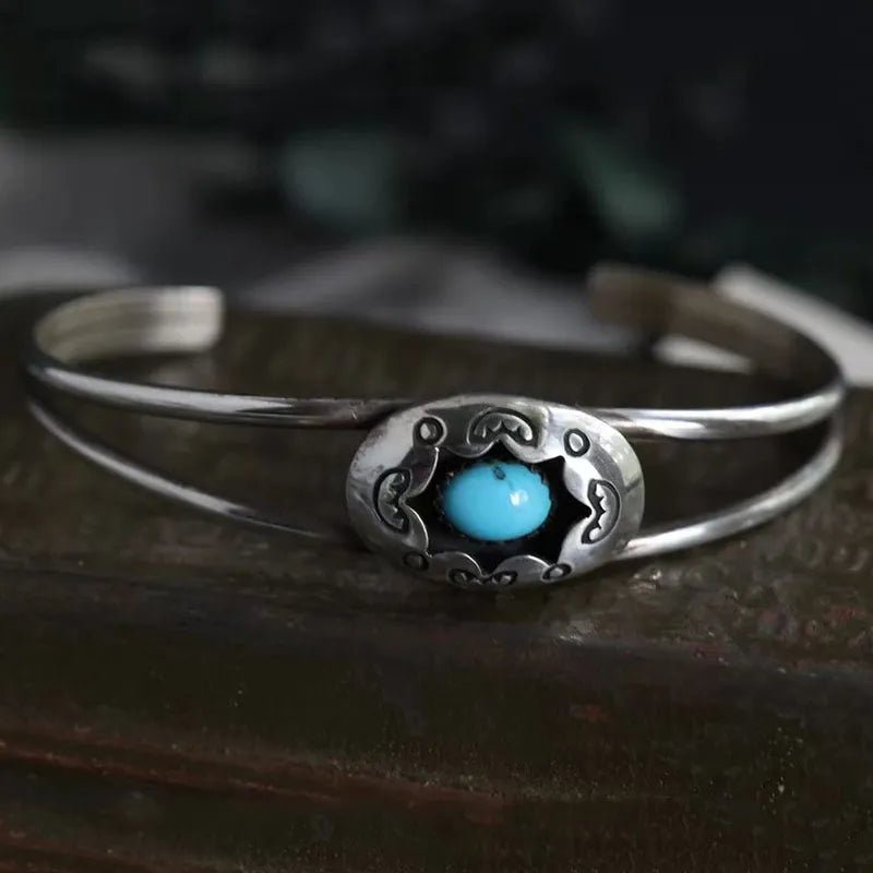 Artificial Turquoise Alloy Open Bracelet - MYSTIQOR