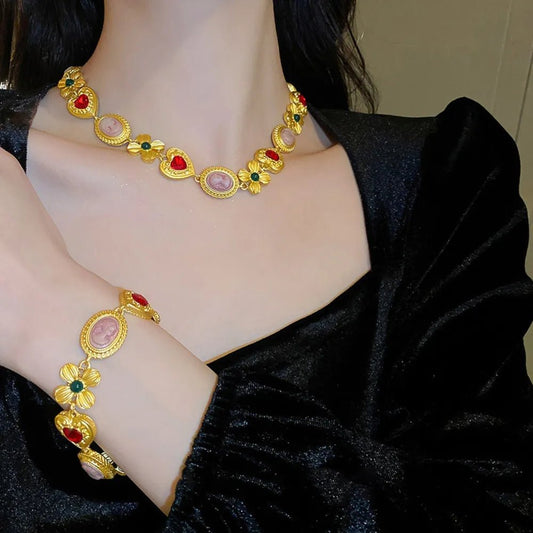 Copper Inlaid Rhinestone Vintage Bracelet - MYSTIQOR