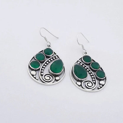 Artistic Retro Bohemian Drop-shaped Emerald Earrings