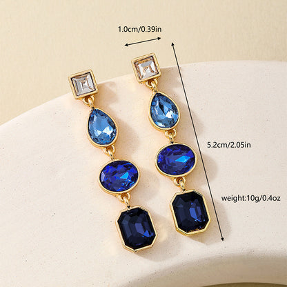 European And American Metal Color Rhinestone Ear Studs Women