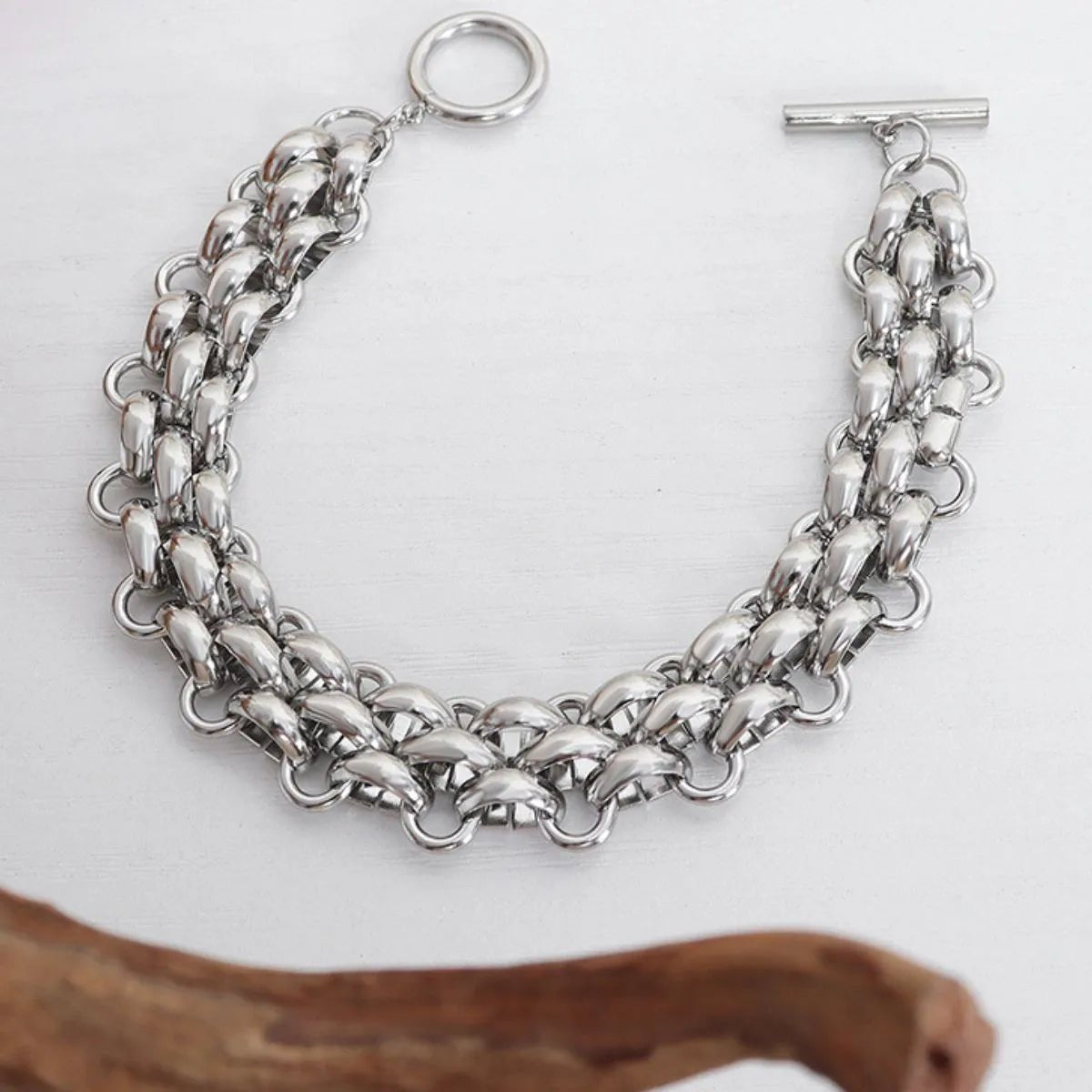 Gold Chain Link Jewelry Set with Necklace and Bracelet - MYSTIQOR