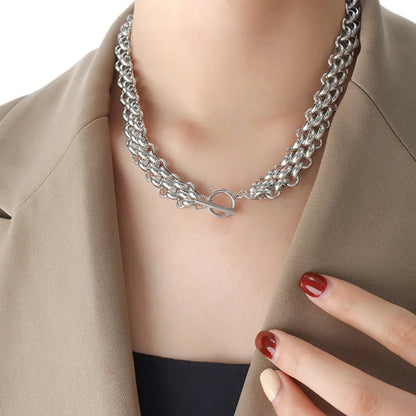 Gold Chain Link Jewelry Set with Necklace and Bracelet - MYSTIQOR