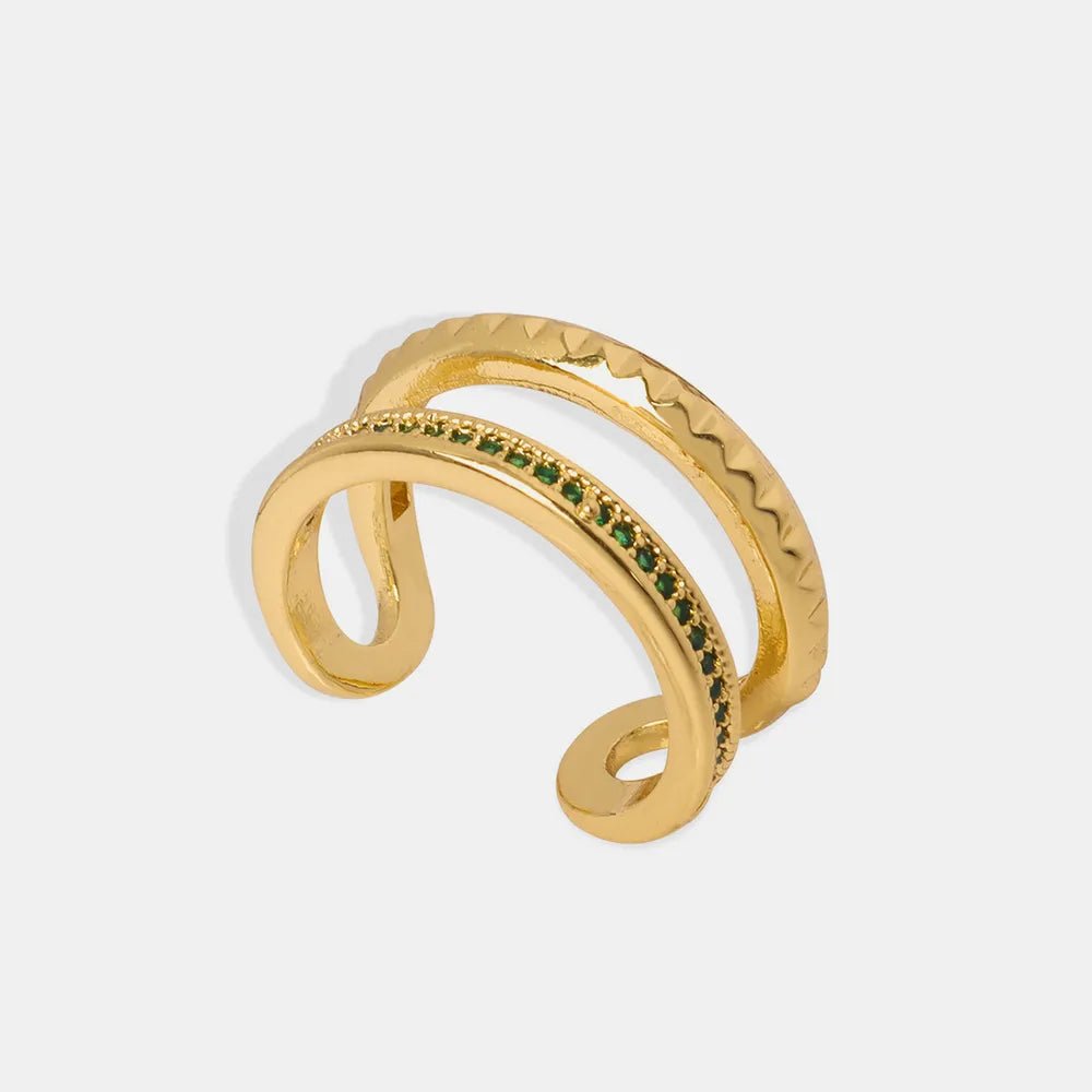 Gold - Plated Czech Diamond Double - Layered Ring - MYSTIQOR
