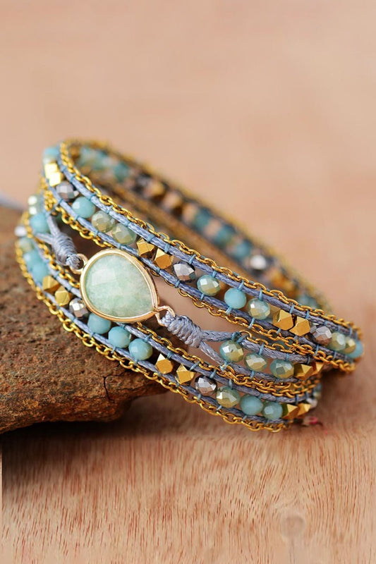 Handmade Teardrop Shape Triple Layer Beaded Bracelet - MYSTIQOR