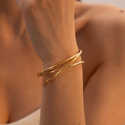 Minimalist Stainless Steel Cuff Bracelet - MYSTIQOR