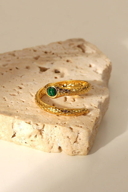 Snake Charmer Malachite Snake - Shaped Bypass Ring - MYSTIQOR