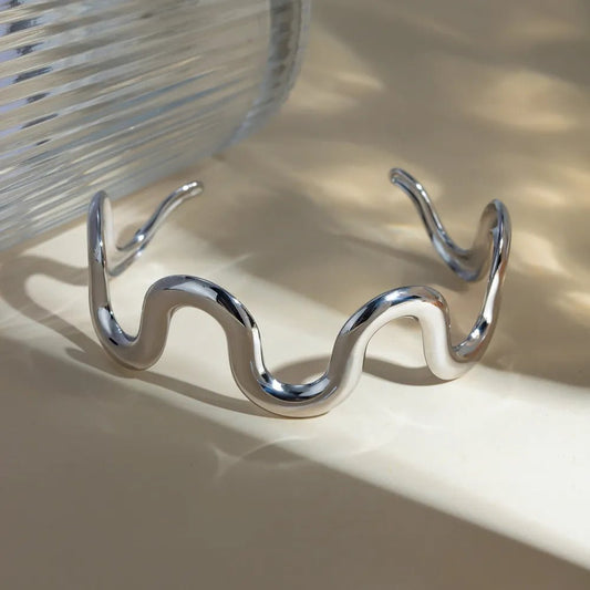 Stainless Steel Wave Shape Bracelet - MYSTIQOR