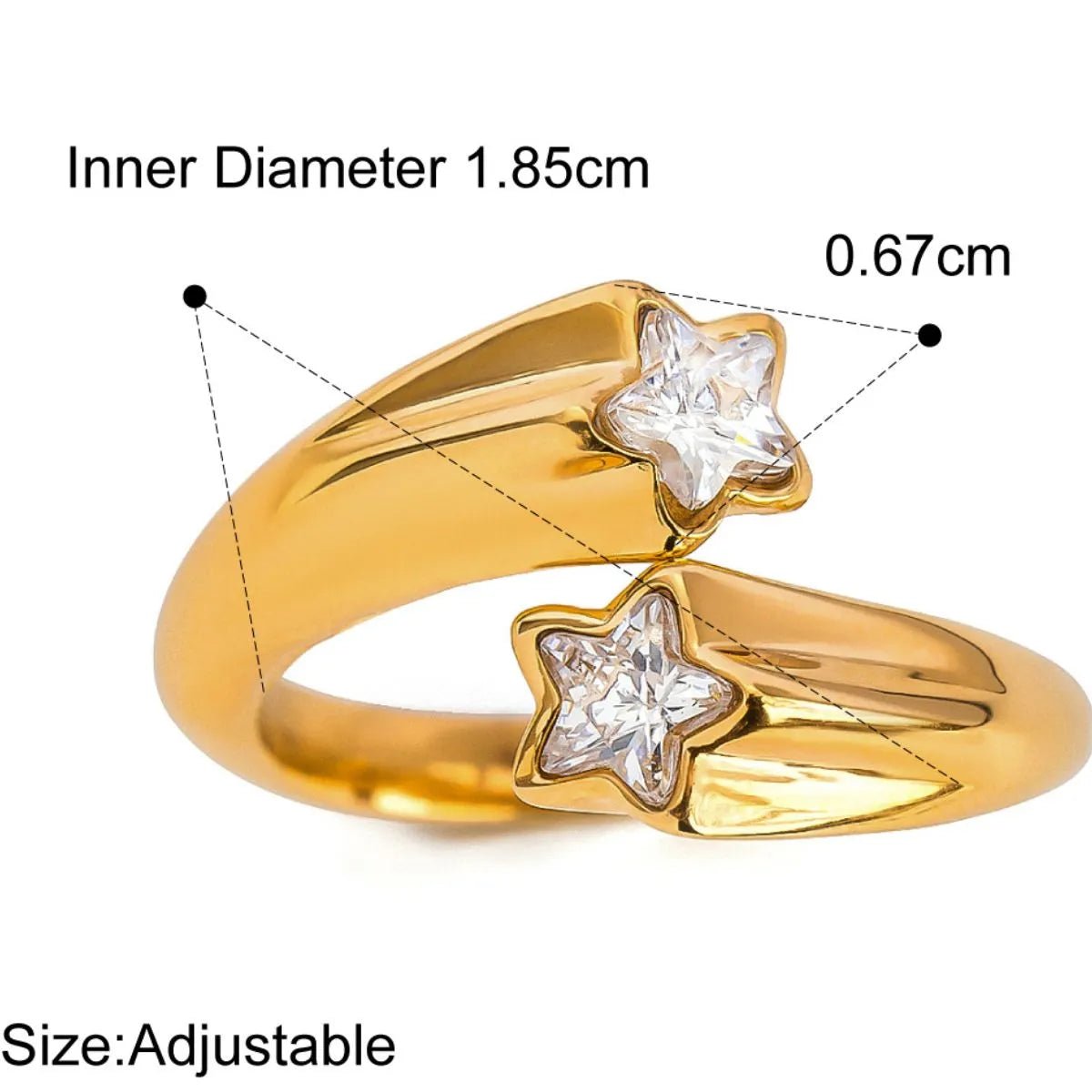 Star Crystal Gold Adjustable Ring - MYSTIQOR
