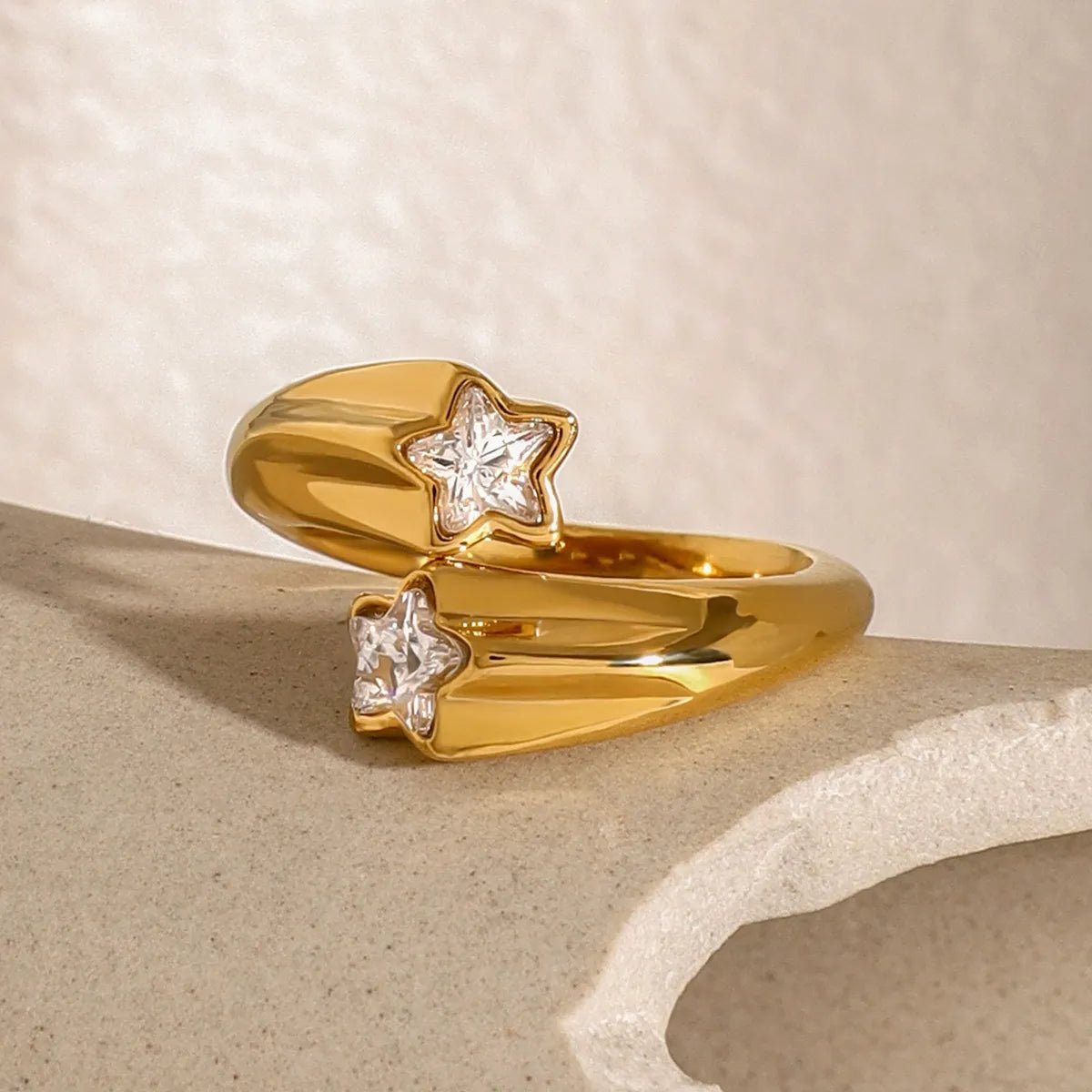 Star Crystal Gold Adjustable Ring - MYSTIQOR