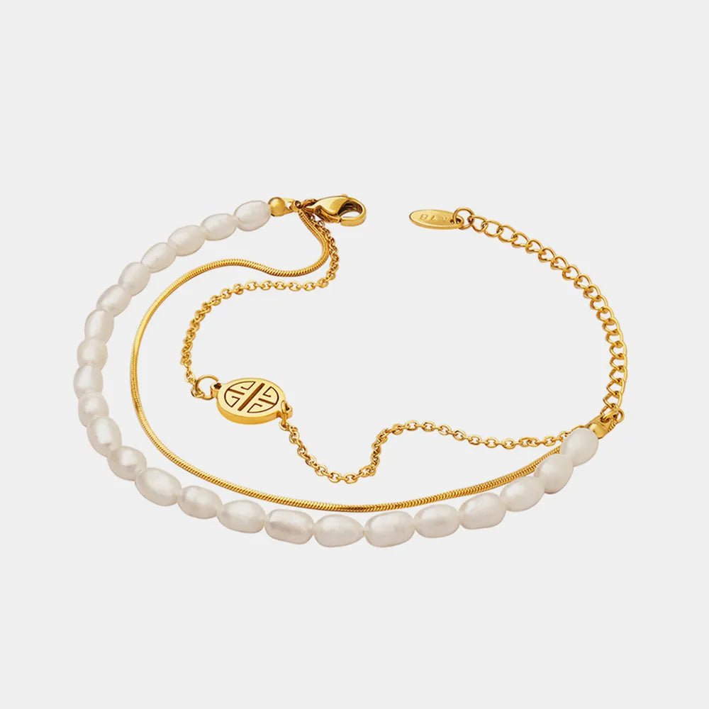 Titanium Steel Three - Layered Pearl Bracelet - MYSTIQOR